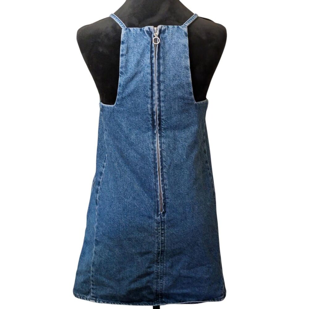 Topshop MOTO Denim Pinafore Dress Blue Y2K Overall Dress US 4 - Picture 3 of 5